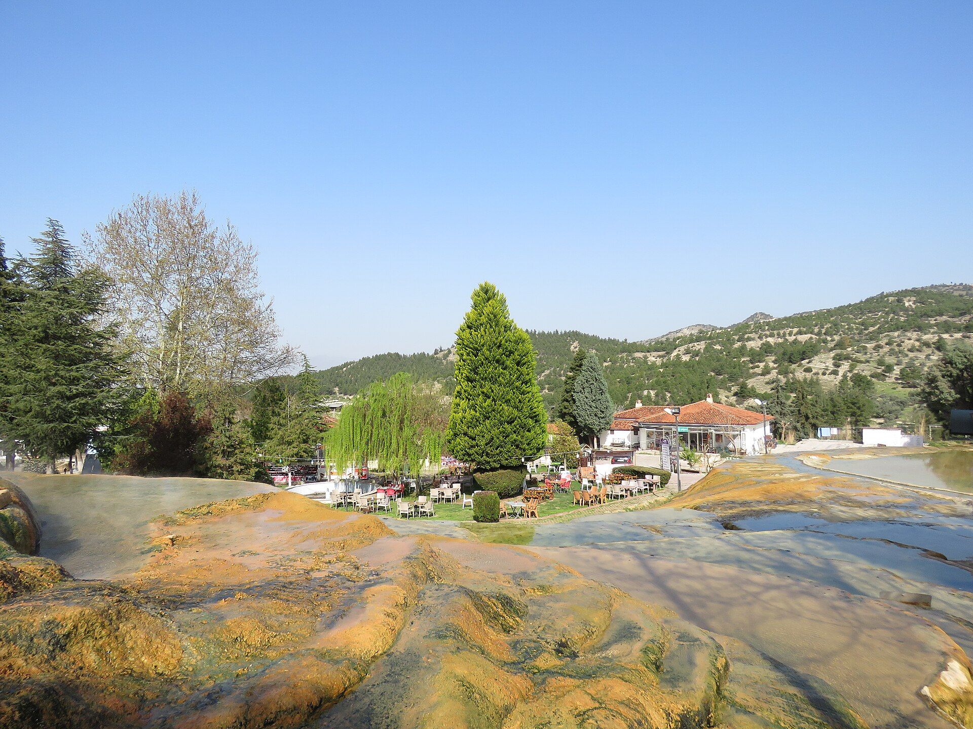 The iron-red mineral water of the Karahayıt red springs near Pamukkale