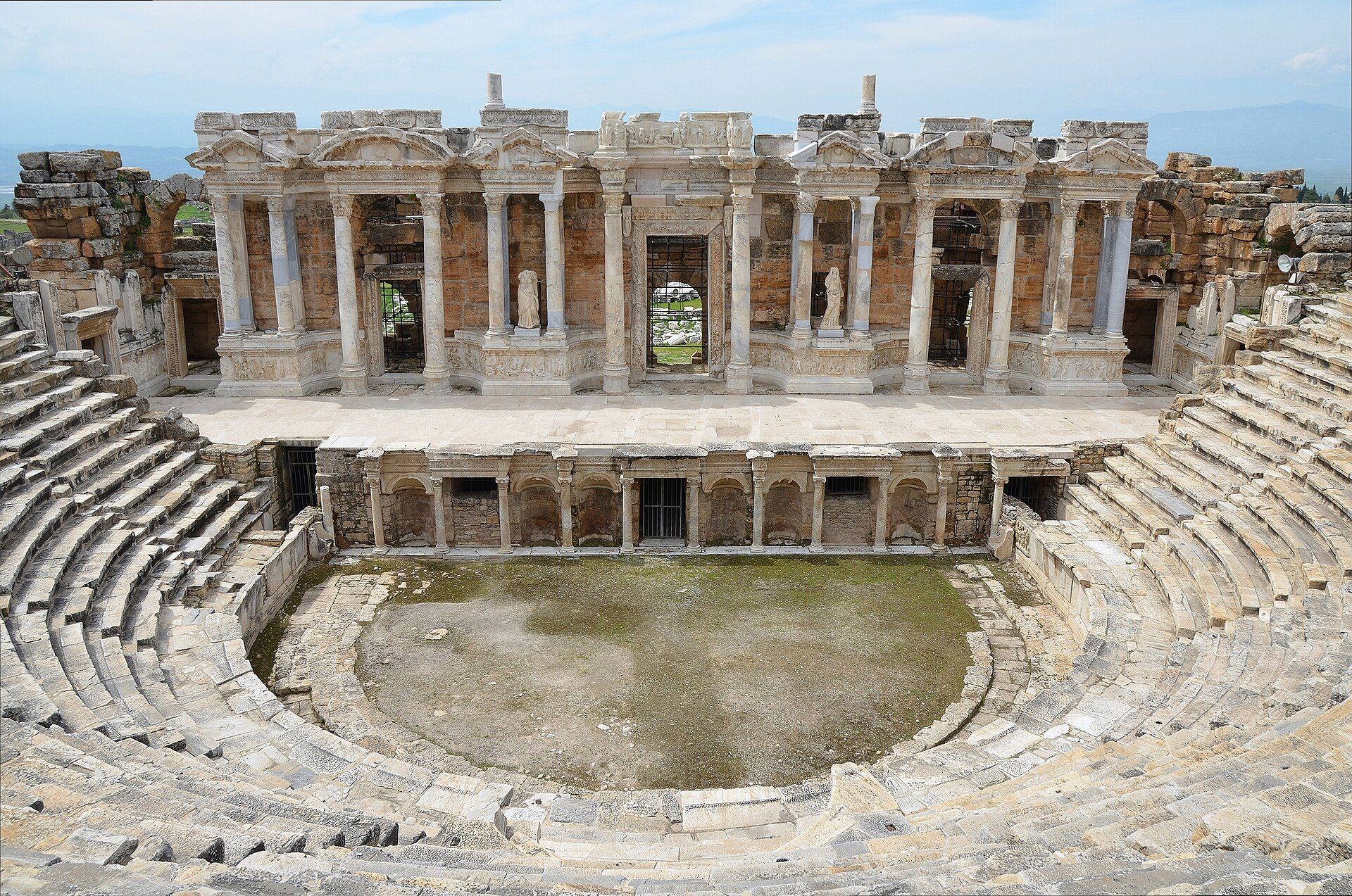 The Roman theatre of Hierapolis, built under Hadrian, at Pamukkale