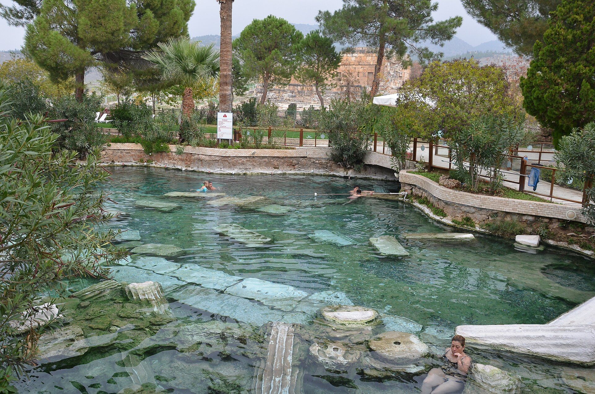 Cleopatra's Antique Pool with submerged Roman columns at Pamukkale