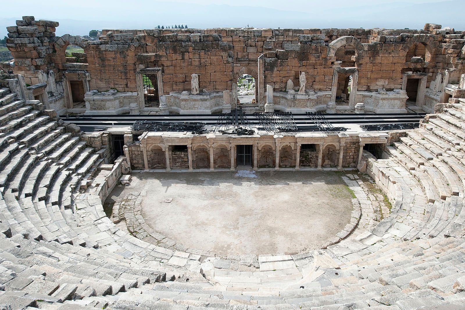 Carved reliefs on the scaenae frons of the Hierapolis theatre