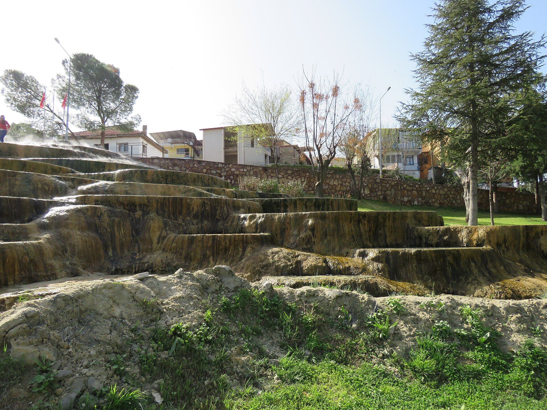 Red and orange mineral terraces at the Karahayıt red springs