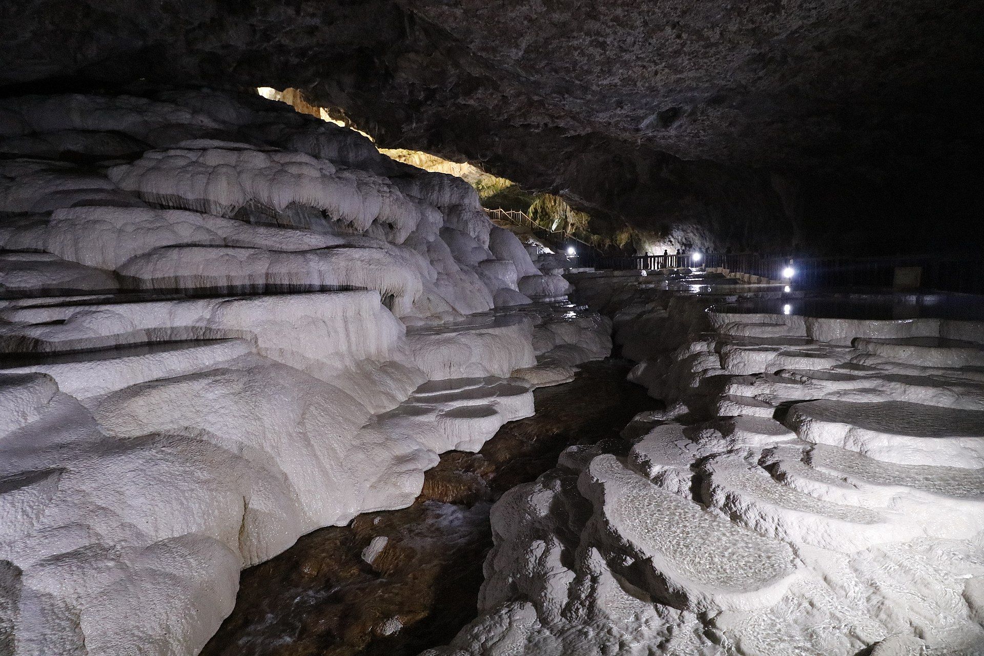 Travertine formations inside Kaklık Cave