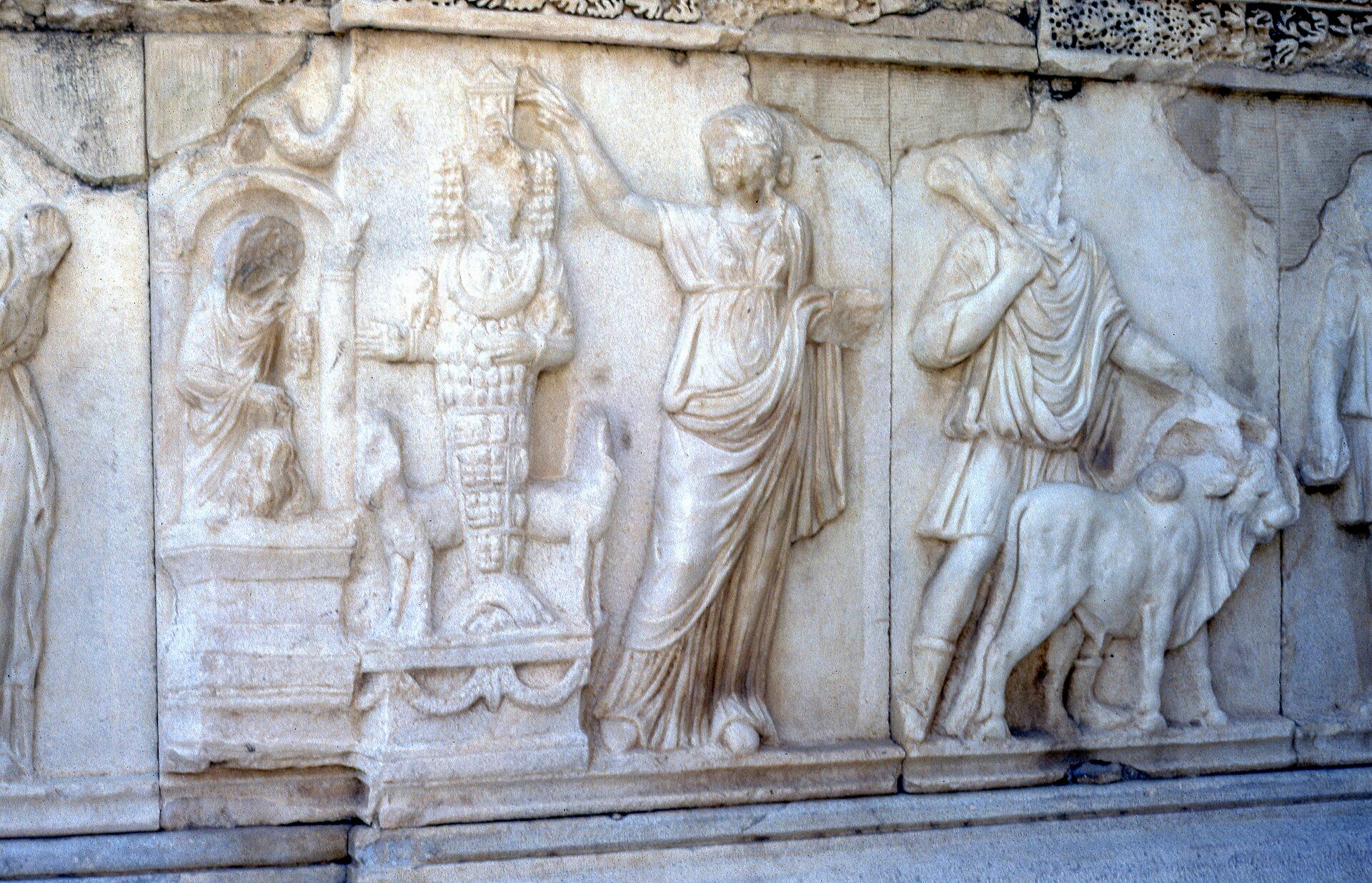 Marble reliefs on the stage of the Hierapolis Roman theatre