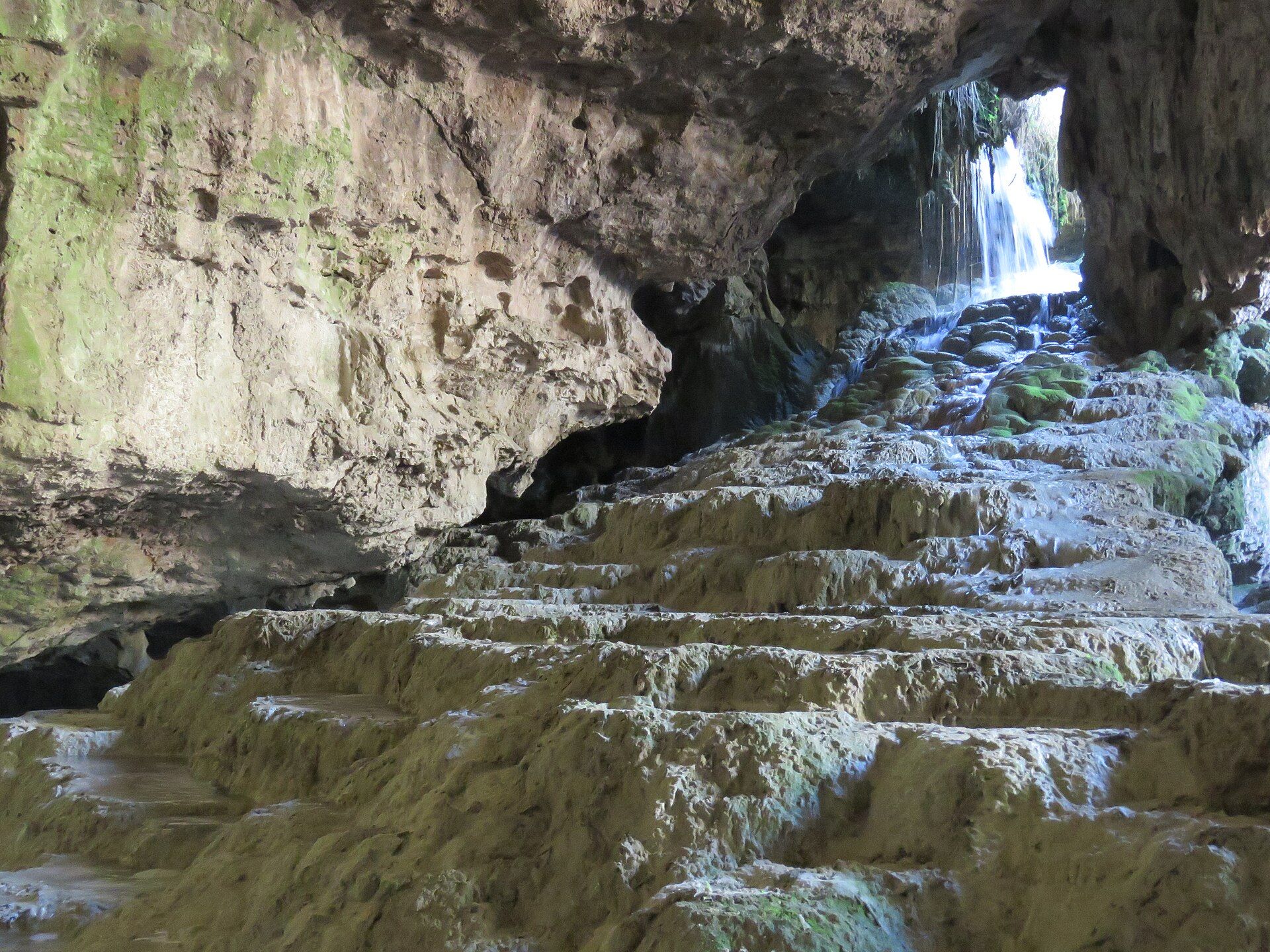 Thermal pools and terraces inside Kaklık Cave near Denizli