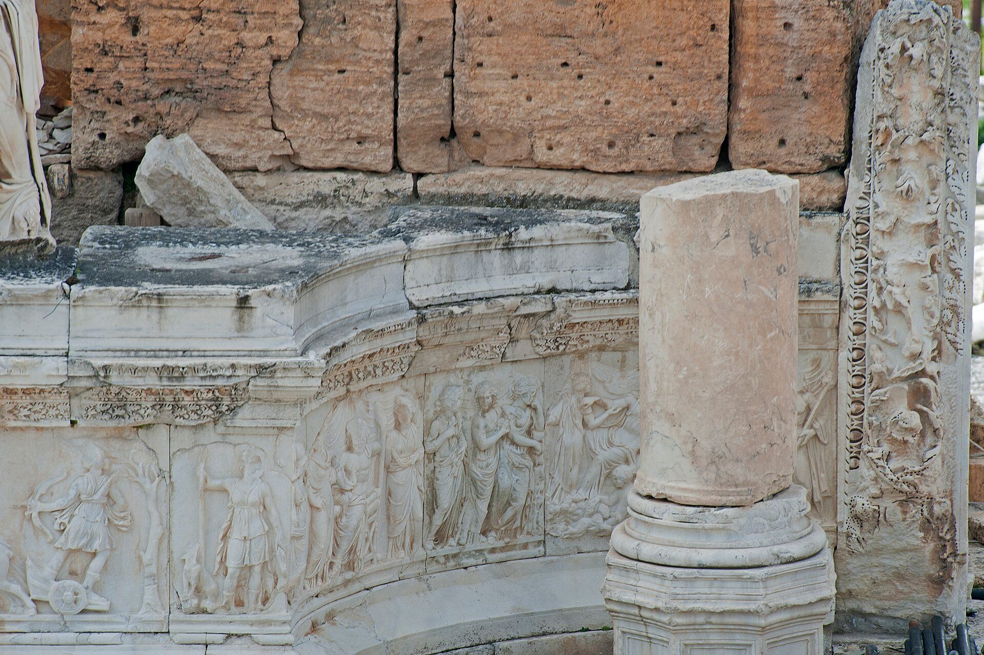 Ornate scaenae frons carvings at the Hierapolis ancient theatre