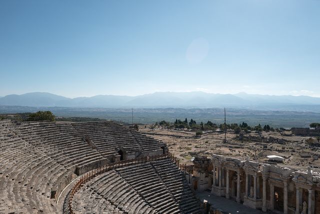 The Roman theatre of Hierapolis above Pamukkale