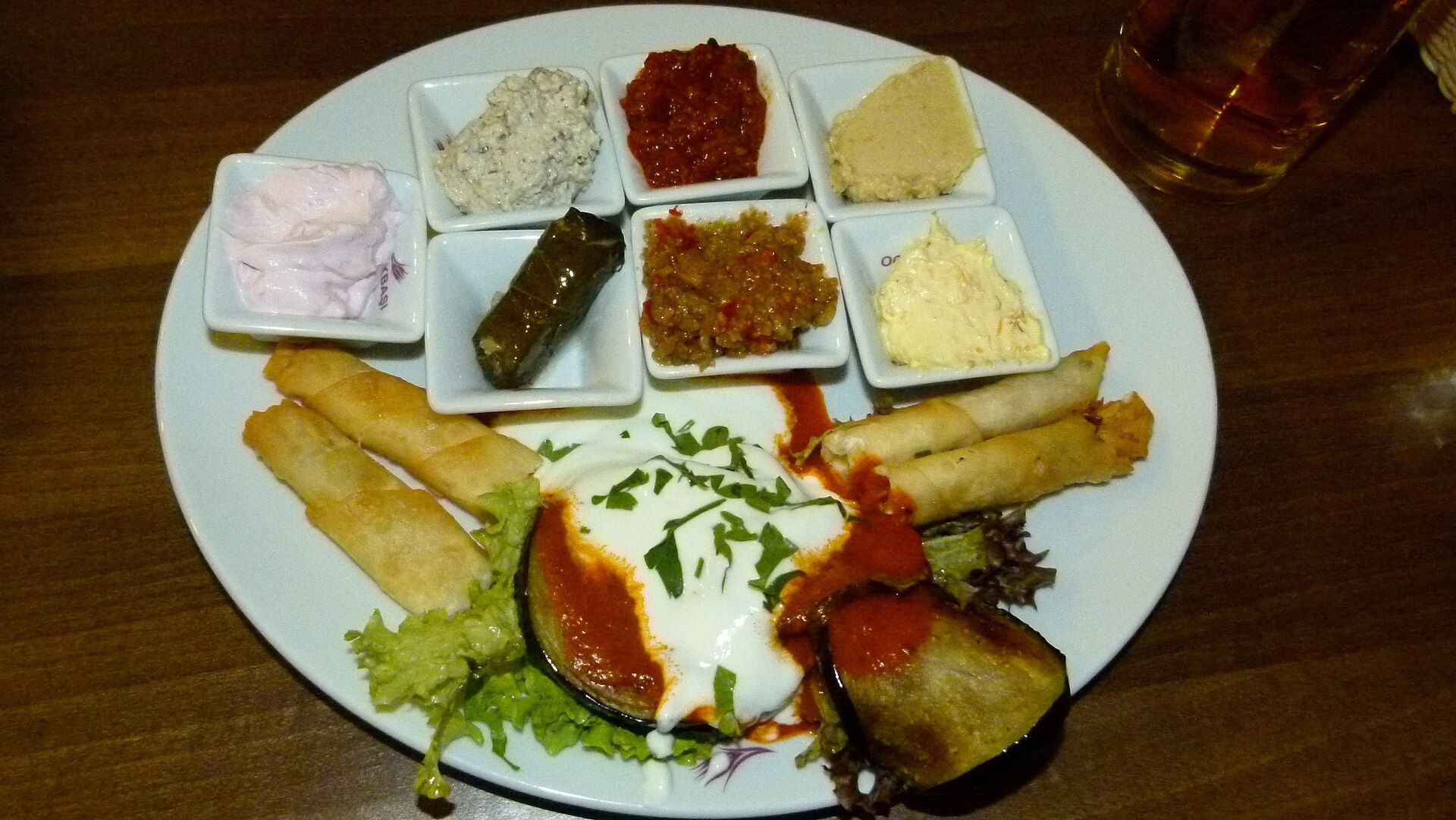A spread of Turkish meze, the small dishes that start a meal.